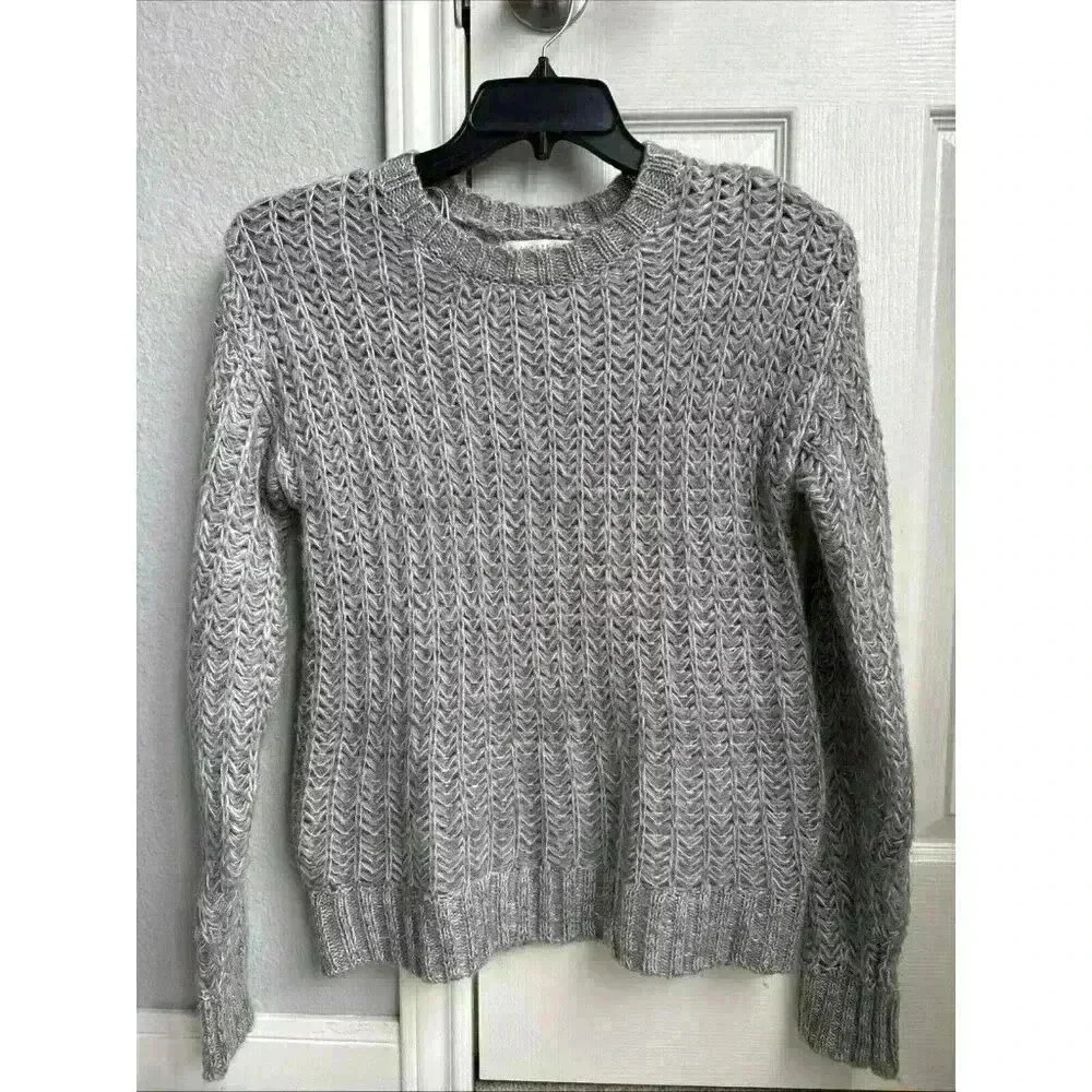Copper Key Sweater Gray Knit Pullover Round Neck Solid Size Small Women